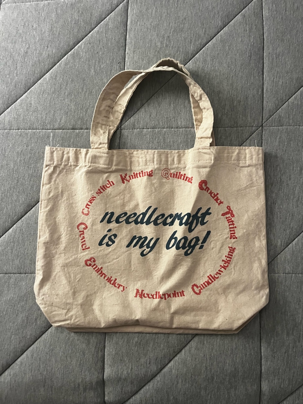 Natural Canvas Tote Bag with Printed Vintage Inspired Script